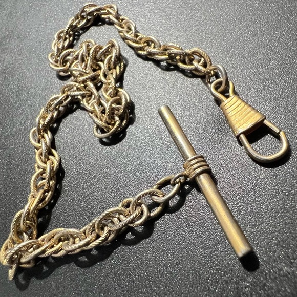 Accessories Antique Pocket Watch Chain T Bar 135 Inch Gold Plated